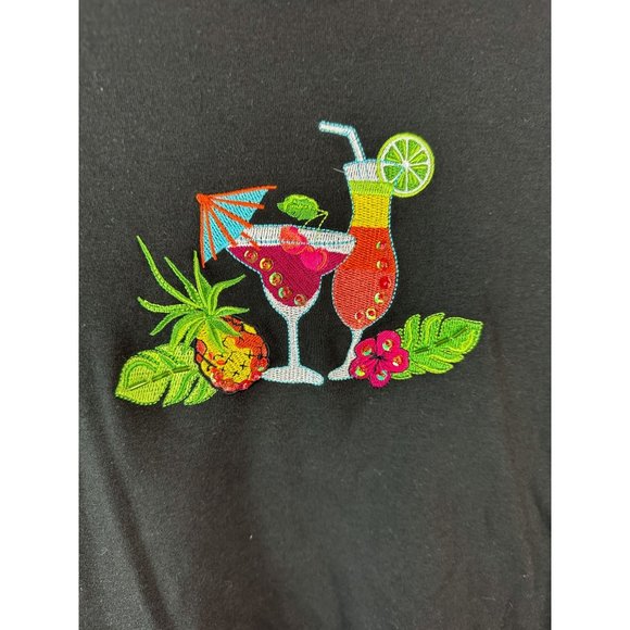 Breckinridge Black Embroidered Cocktail Short Sleeve Shirt Size PL - Picture 2 of 5